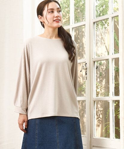 OLKKA11059 eur3 【WEB先行販売】【大きいサイズ】リップルボーダーカットソー