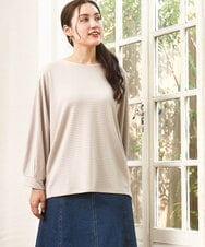 OLKKA11059 eur3(エウルキューブ) 【WEB先行販売】【大きいサイズ】リップルボーダーカットソー グレージュ(89)