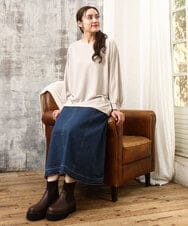 OLKKA11059 eur3(エウルキューブ) 【WEB先行販売】【大きいサイズ】リップルボーダーカットソー グレージュ(89)