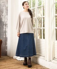 OLKKA11059 eur3(エウルキューブ) 【WEB先行販売】【大きいサイズ】リップルボーダーカットソー グレージュ(89)