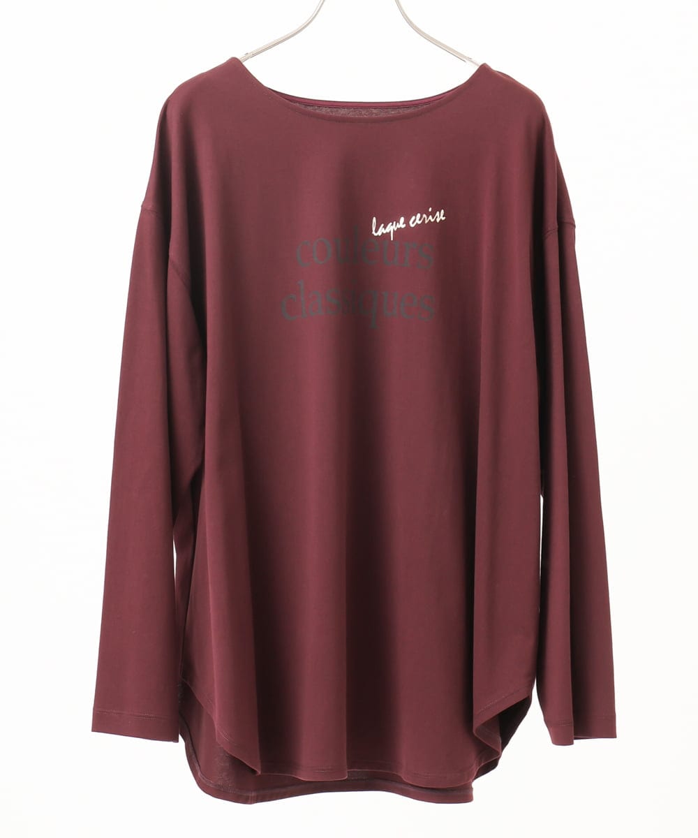 OLKKA22059 eur3(エウルキューブ) 【WEB先行販売】【大きいサイズ】裾ラウンドロゴTシャツ ワイン(77)