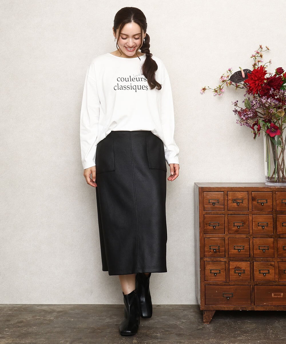 OLKKA22059 eur3(エウルキューブ) 【WEB先行販売】【大きいサイズ】裾ラウンドロゴTシャツ ホワイト(90)
