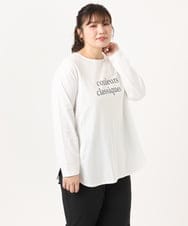 OLKKA22059 eur3(エウルキューブ) 【WEB先行販売】【大きいサイズ】裾ラウンドロゴTシャツ ホワイト(90)