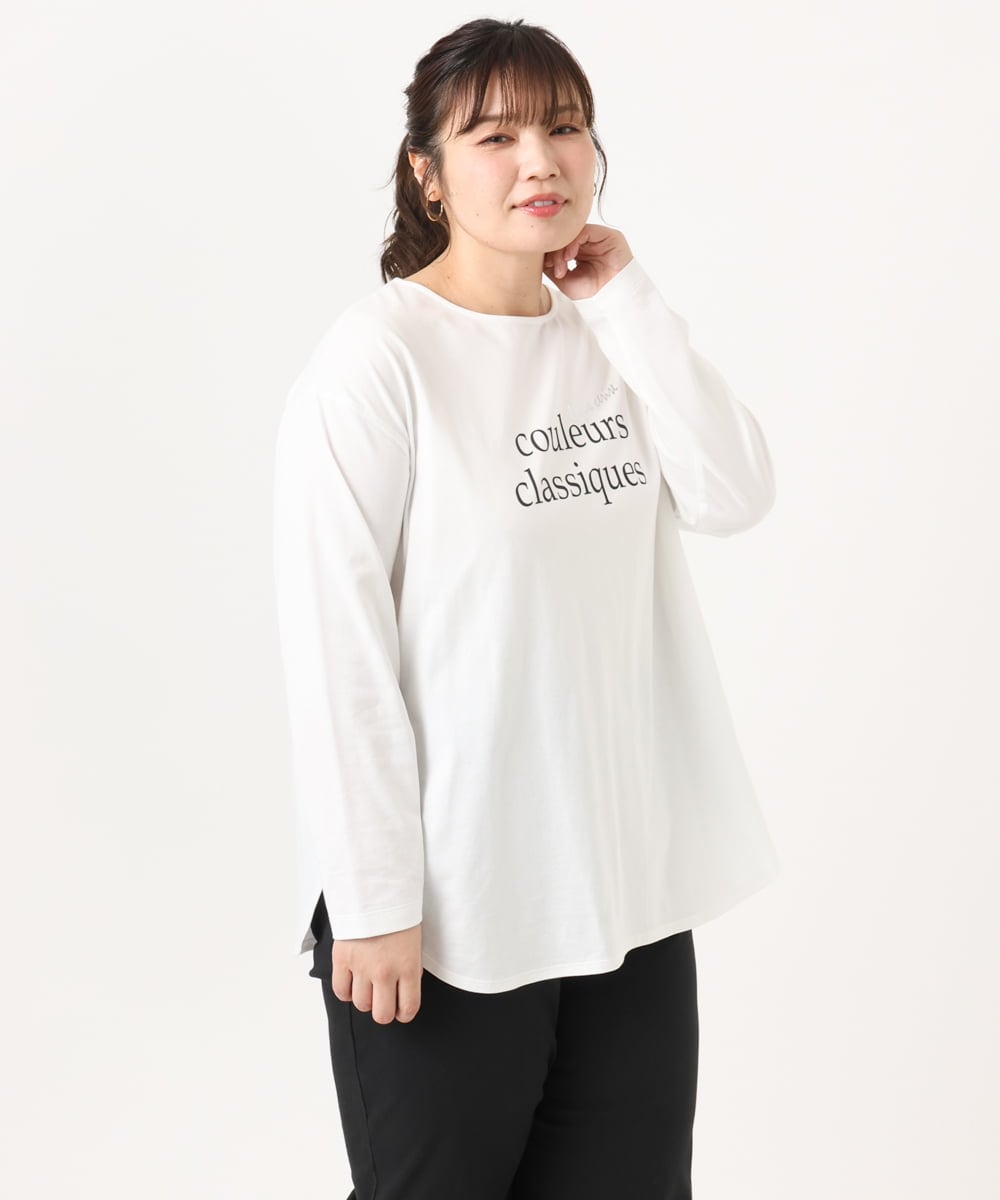 OLKKA22059 eur3(エウルキューブ) 【WEB先行販売】【大きいサイズ】裾ラウンドロゴTシャツ ホワイト(90)