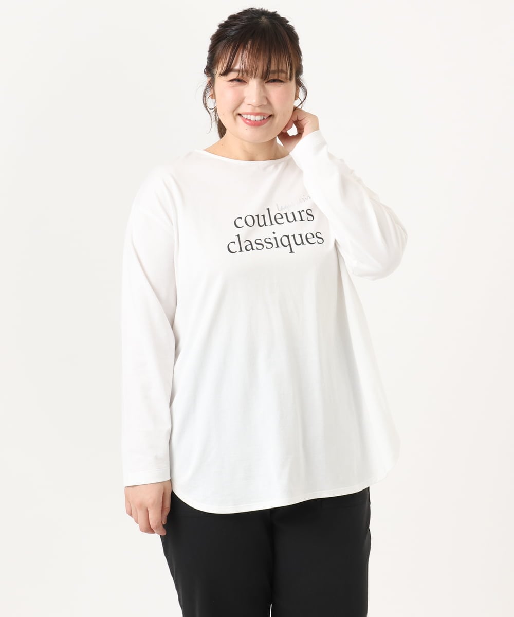 OLKKA22059 eur3(エウルキューブ) 【WEB先行販売】【大きいサイズ】裾ラウンドロゴTシャツ ホワイト(90)