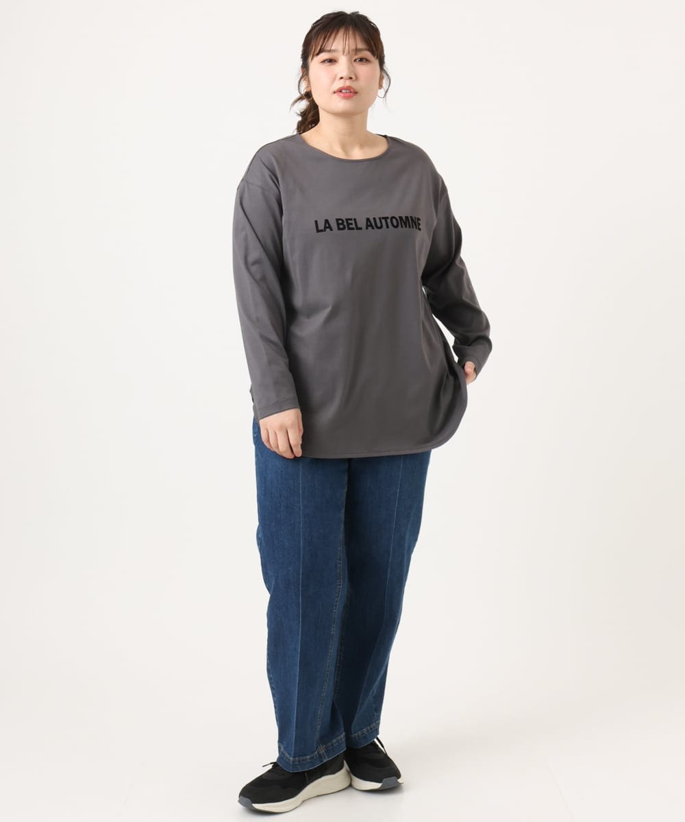 OLKKA22059 eur3(エウルキューブ) 【WEB先行販売】【大きいサイズ】裾ラウンドロゴTシャツ グレー(92)