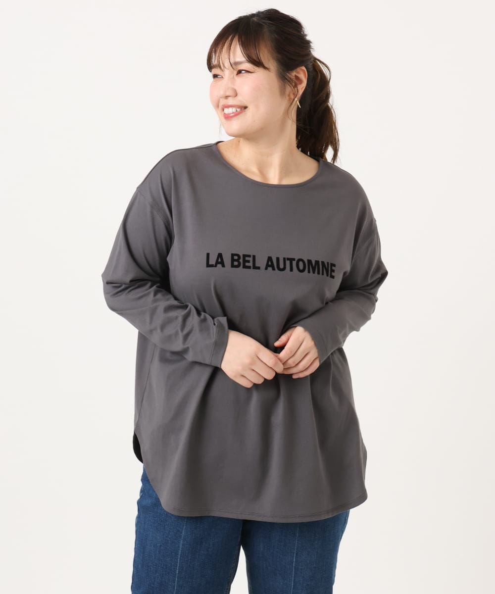 OLKKA22059 eur3(エウルキューブ) 【WEB先行販売】【大きいサイズ】裾ラウンドロゴTシャツ グレー(92)