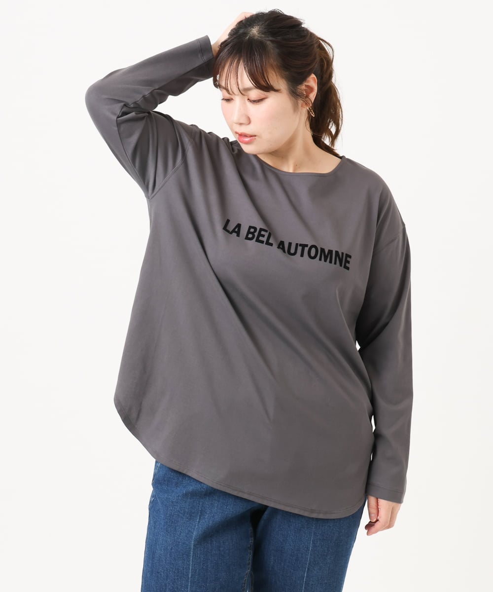 OLKKA22059 eur3(エウルキューブ) 【WEB先行販売】【大きいサイズ】裾ラウンドロゴTシャツ グレー(92)