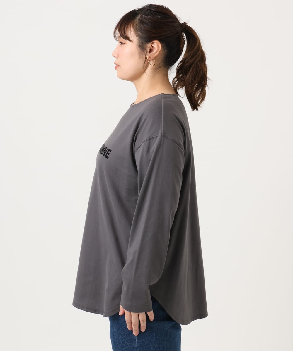 OLKKA22059 eur3(エウルキューブ) 【WEB先行販売】【大きいサイズ】裾ラウンドロゴTシャツ グレー(92)