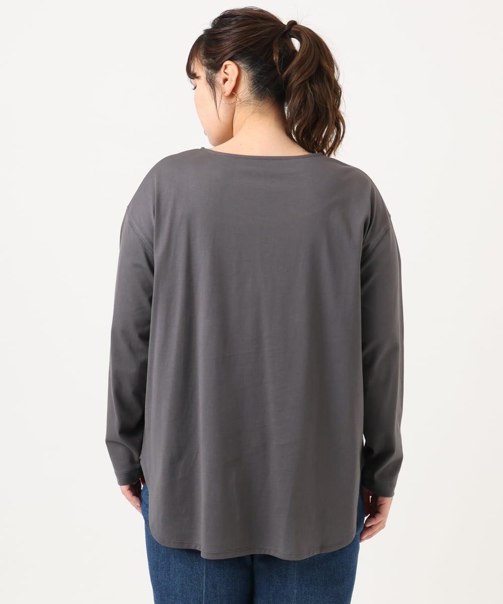 OLKKA22059 eur3(エウルキューブ) 【WEB先行販売】【大きいサイズ】裾ラウンドロゴTシャツ グレー(92)