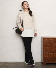 OLKKA24099 eur3(エウルキューブ) 【WEB先行販売】【大きいサイズ】シャツレイヤード風カットソー ベージュ(82)