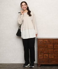 OLKKA24099 eur3(エウルキューブ) 【WEB先行販売】【大きいサイズ】シャツレイヤード風カットソー ベージュ(82)