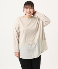 OLKKA24099 eur3(エウルキューブ) 【WEB先行販売】【大きいサイズ】シャツレイヤード風カットソー ベージュ(82)