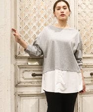 OLKKA24099 eur3(エウルキューブ) 【WEB先行販売】【大きいサイズ】シャツレイヤード風カットソー グレー(92)