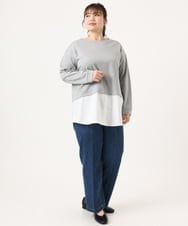 OLKKA24099 eur3(エウルキューブ) 【WEB先行販売】【大きいサイズ】シャツレイヤード風カットソー グレー(92)