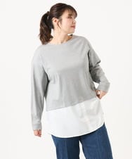 OLKKA24099 eur3(エウルキューブ) 【WEB先行販売】【大きいサイズ】シャツレイヤード風カットソー グレー(92)