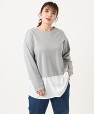 OLKKA24099 eur3(エウルキューブ) 【WEB先行販売】【大きいサイズ】シャツレイヤード風カットソー グレー(92)