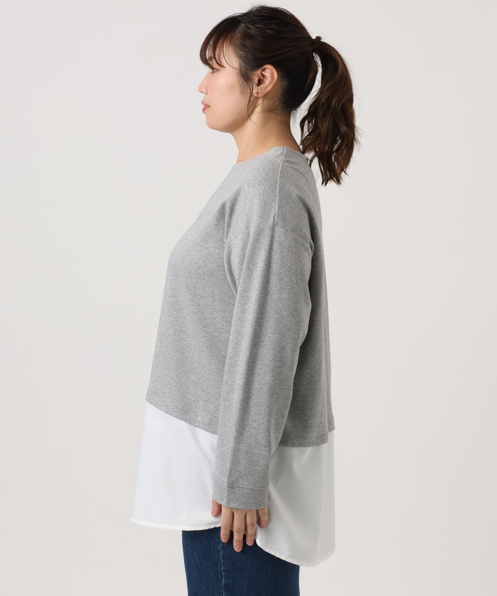 OLKKA24099 eur3(エウルキューブ) 【WEB先行販売】【大きいサイズ】シャツレイヤード風カットソー グレー(92)