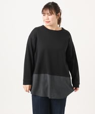 OLKKA24099 eur3(エウルキューブ) 【WEB先行販売】【大きいサイズ】シャツレイヤード風カットソー ブラック(94)