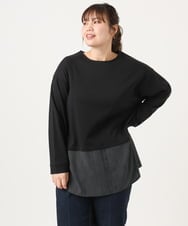 OLKKA24099 eur3(エウルキューブ) 【WEB先行販売】【大きいサイズ】シャツレイヤード風カットソー ブラック(94)