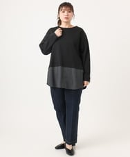 OLKKA24099 eur3(エウルキューブ) 【WEB先行販売】【大きいサイズ】シャツレイヤード風カットソー ブラック(94)