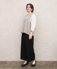OLKKD03079 eur3(エウルキューブ) 【大きいサイズ】異素材ドッキングブトップス グレージュ