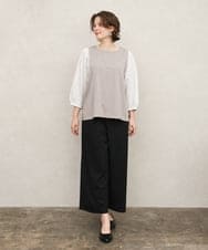 OLKKD03079 eur3(エウルキューブ) 【大きいサイズ】異素材ドッキングブトップス グレージュ