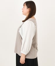 OLKKD03079 eur3(エウルキューブ) 【大きいサイズ】異素材ドッキングブトップス グレージュ