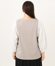 OLKKD03079 eur3(エウルキューブ) 【大きいサイズ】異素材ドッキングブトップス グレージュ