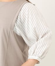 OLKKD03079 eur3(エウルキューブ) 【大きいサイズ】異素材ドッキングブトップス グレージュ