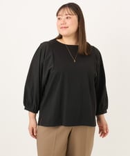 OLKKD03079 eur3(エウルキューブ) 【大きいサイズ】異素材ドッキングブトップス ブラック