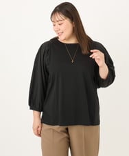 OLKKD03079 eur3(エウルキューブ) 【大きいサイズ】異素材ドッキングブトップス ブラック