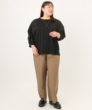 OLKKD03079 eur3(エウルキューブ) 【大きいサイズ】異素材ドッキングブトップス ブラック
