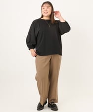 OLKKD03079 eur3(エウルキューブ) 【大きいサイズ】異素材ドッキングブトップス ブラック