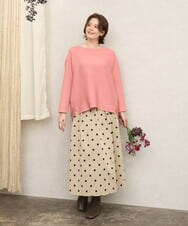 OLKKD06069 eur3(エウルキューブ) 【WEB先行販売】【大きいサイズ】シャーリングリップルカットソー ピンク