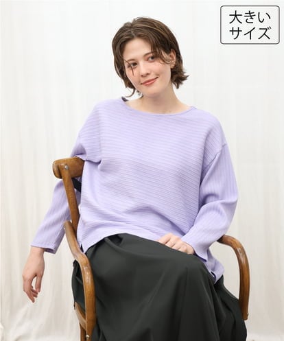 OLKKD06069 eur3 【WEB先行販売】【大きいサイズ】シャーリングリップルカットソー