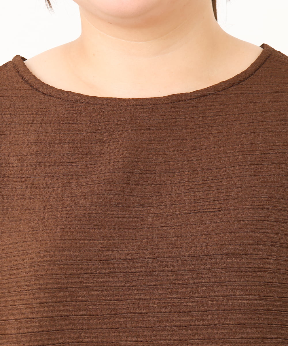 OLKKD06069 eur3(エウルキューブ) 【WEB先行販売】【大きいサイズ】シャーリングリップルカットソー ダークブラウン