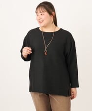 OLKKD06069 eur3(エウルキューブ) 【WEB先行販売】【大きいサイズ】シャーリングリップルカットソー ブラック