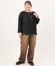 OLKKD06069 eur3(エウルキューブ) 【WEB先行販売】【大きいサイズ】シャーリングリップルカットソー ブラック