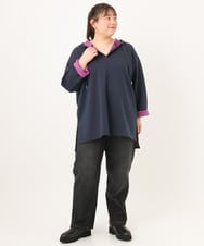 OLKKD07099 eur3(エウルキューブ) 【大きいサイズ】ダンボールリバーフーディトップス ネイビー（WEB限定カラー）