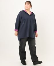 OLKKD07099 eur3(エウルキューブ) 【大きいサイズ】ダンボールリバーフーディトップス ネイビー（WEB限定カラー）