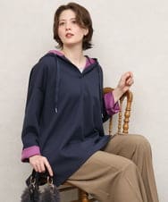 OLKKD07099 eur3(エウルキューブ) 【大きいサイズ】ダンボールリバーフーディトップス ネイビー（WEB限定カラー）