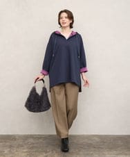 OLKKD07099 eur3(エウルキューブ) 【大きいサイズ】ダンボールリバーフーディトップス ネイビー（WEB限定カラー）