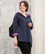 OLKKD07099 eur3(エウルキューブ) 【大きいサイズ】ダンボールリバーフーディトップス ネイビー（WEB限定カラー）