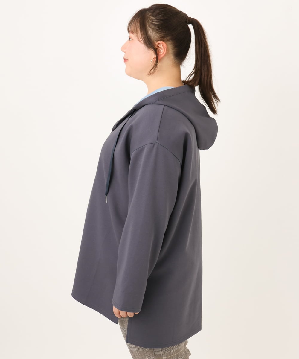 OLKKD07099 eur3(エウルキューブ) 【大きいサイズ】ダンボールリバーフーディトップス グレー
