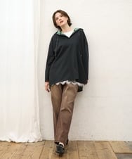 OLKKD07099 eur3(エウルキューブ) 【大きいサイズ】ダンボールリバーフーディトップス ブラック