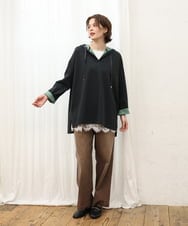 OLKKD07099 eur3(エウルキューブ) 【大きいサイズ】ダンボールリバーフーディトップス ブラック