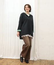 OLKKD07099 eur3(エウルキューブ) 【大きいサイズ】ダンボールリバーフーディトップス ブラック