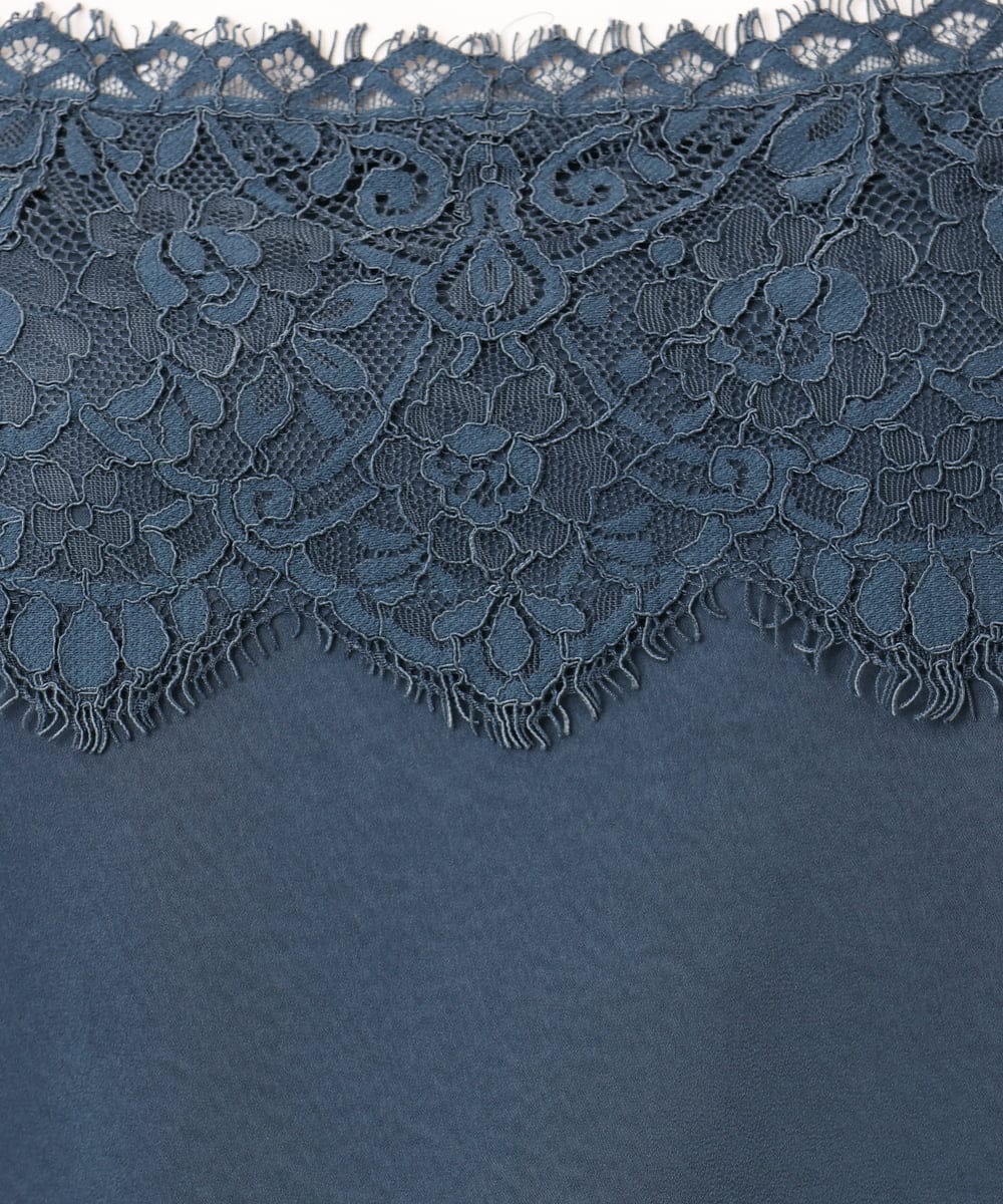 OLKKD08119 eur3(エウルキューブ) 【大きいサイズ】レースキャミ×袖シア―トップスセット ブルー