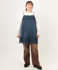 OLKKD08119 eur3(エウルキューブ) 【大きいサイズ】レースキャミ×袖シア―トップスセット ブルー